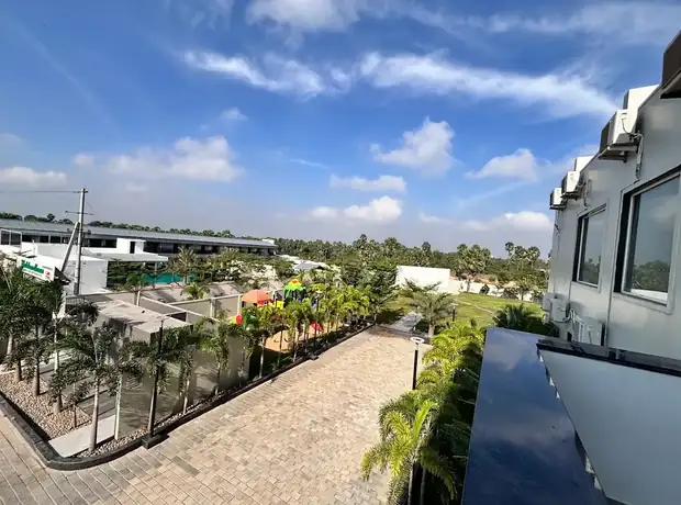 Elevated view across the resort grounds